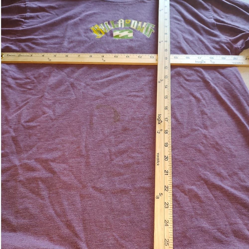 Billabong Men Maroon Short Sleeve Graphic Logo Surf T-Shirt Large Distressed